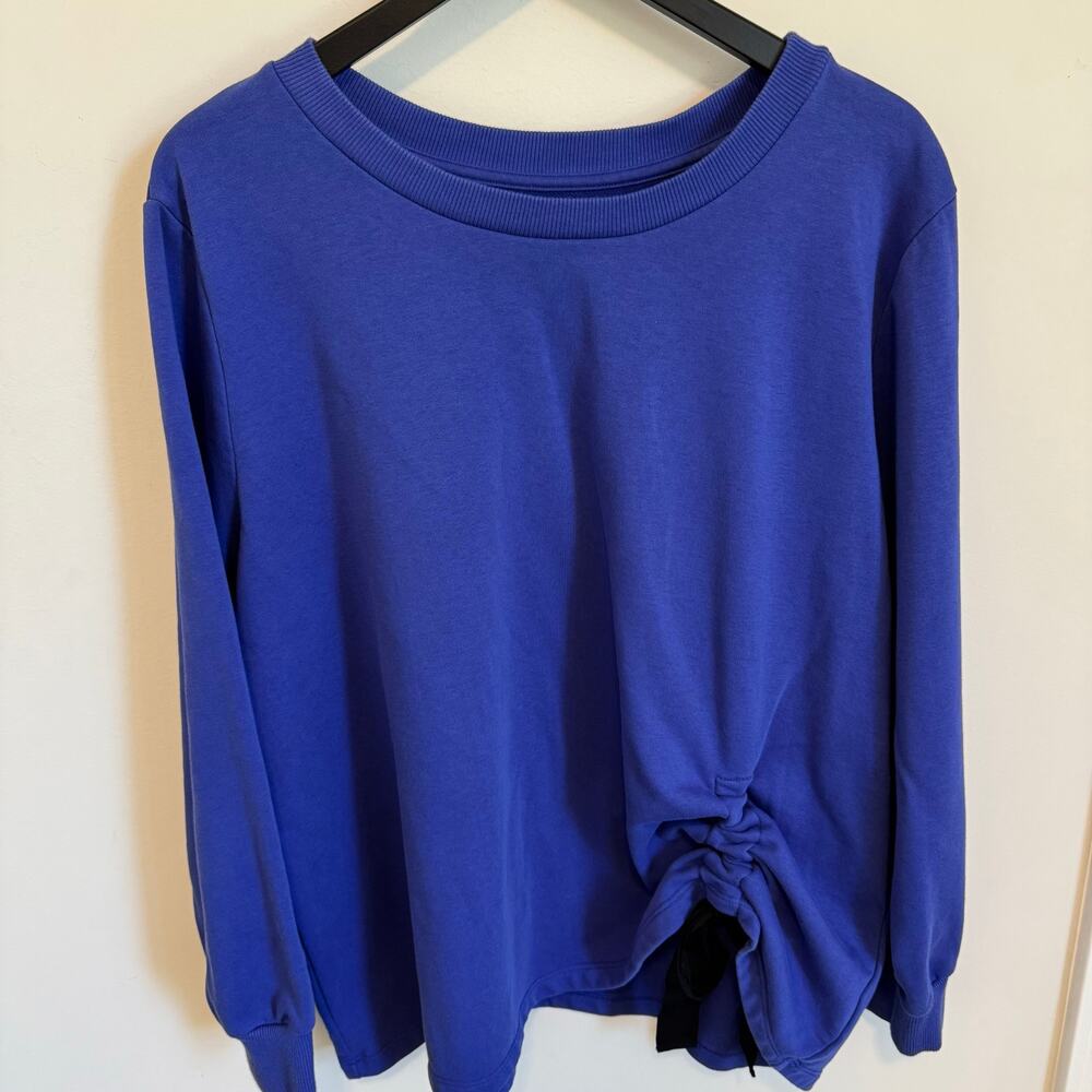 Jason Wu side cinch sweatshirt woman’s size 2xL blue with black ribbon pullover